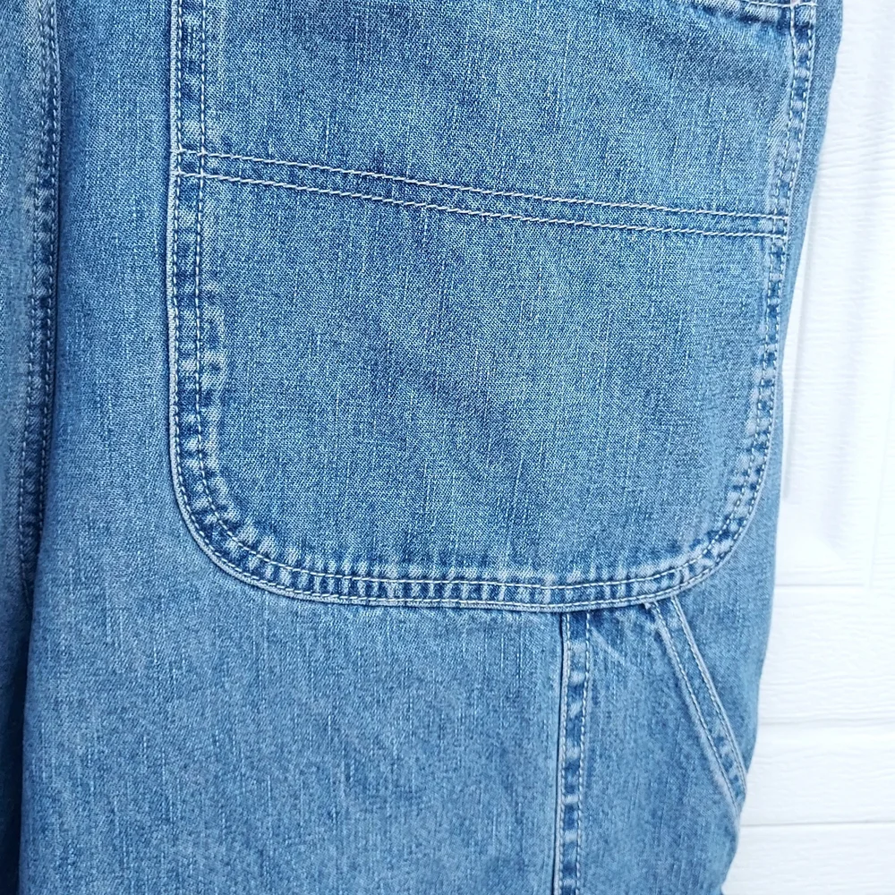 Y2K Calvin Klein Jeans Blue Wide Leg Overalls %100 Cotton Denim - Picture 8 of 10